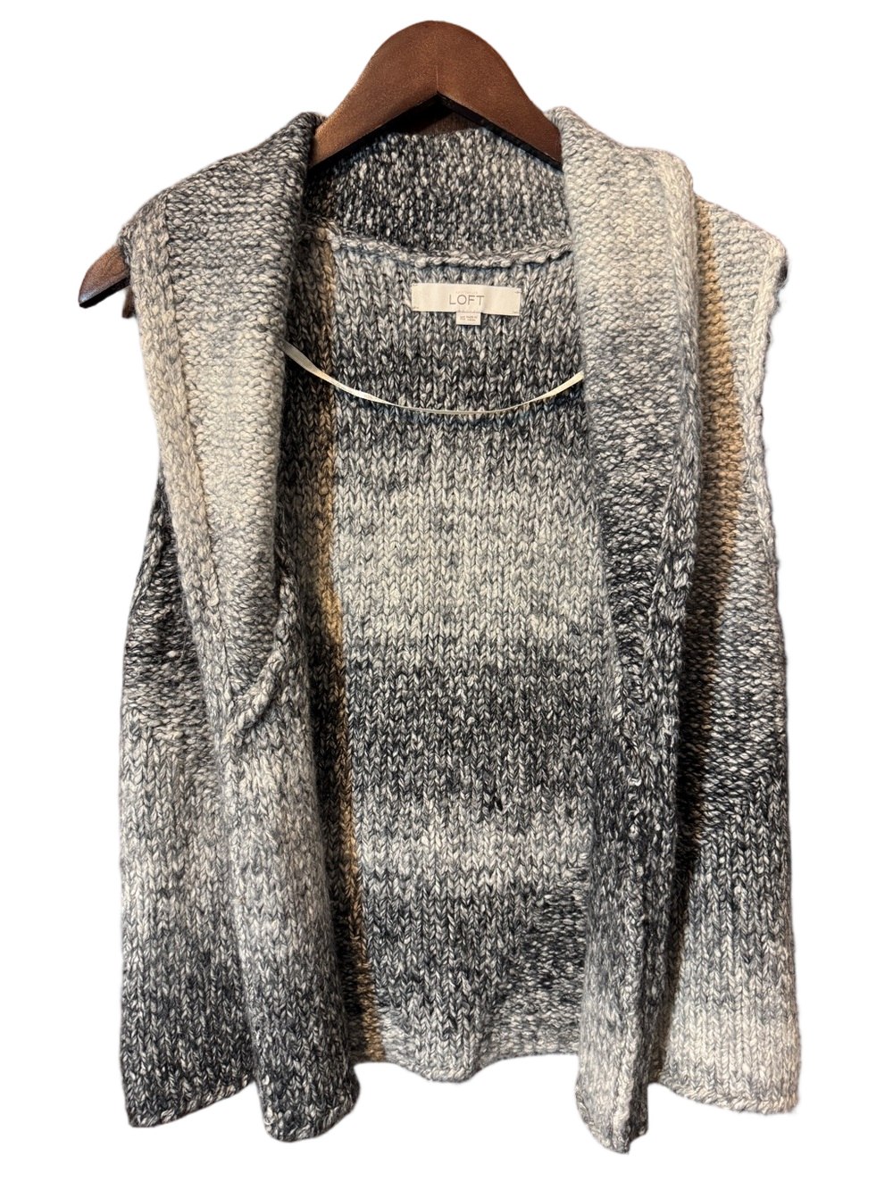 LOFT Gray Sleeveless Ombre Open-Front Cardigan Sweater Vest Size XS